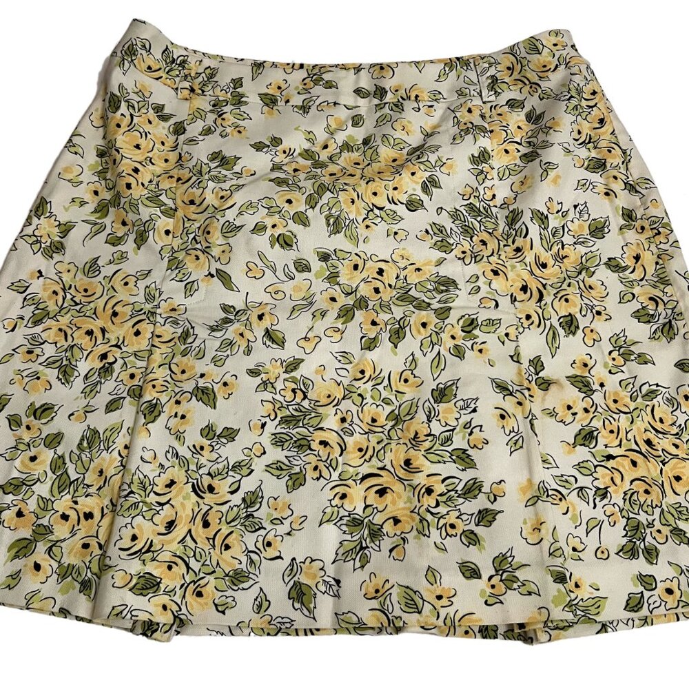 Ann Taylor Loft Skirt Size 8 Casual Spring Flowers Yellow Green Pencil Pleated